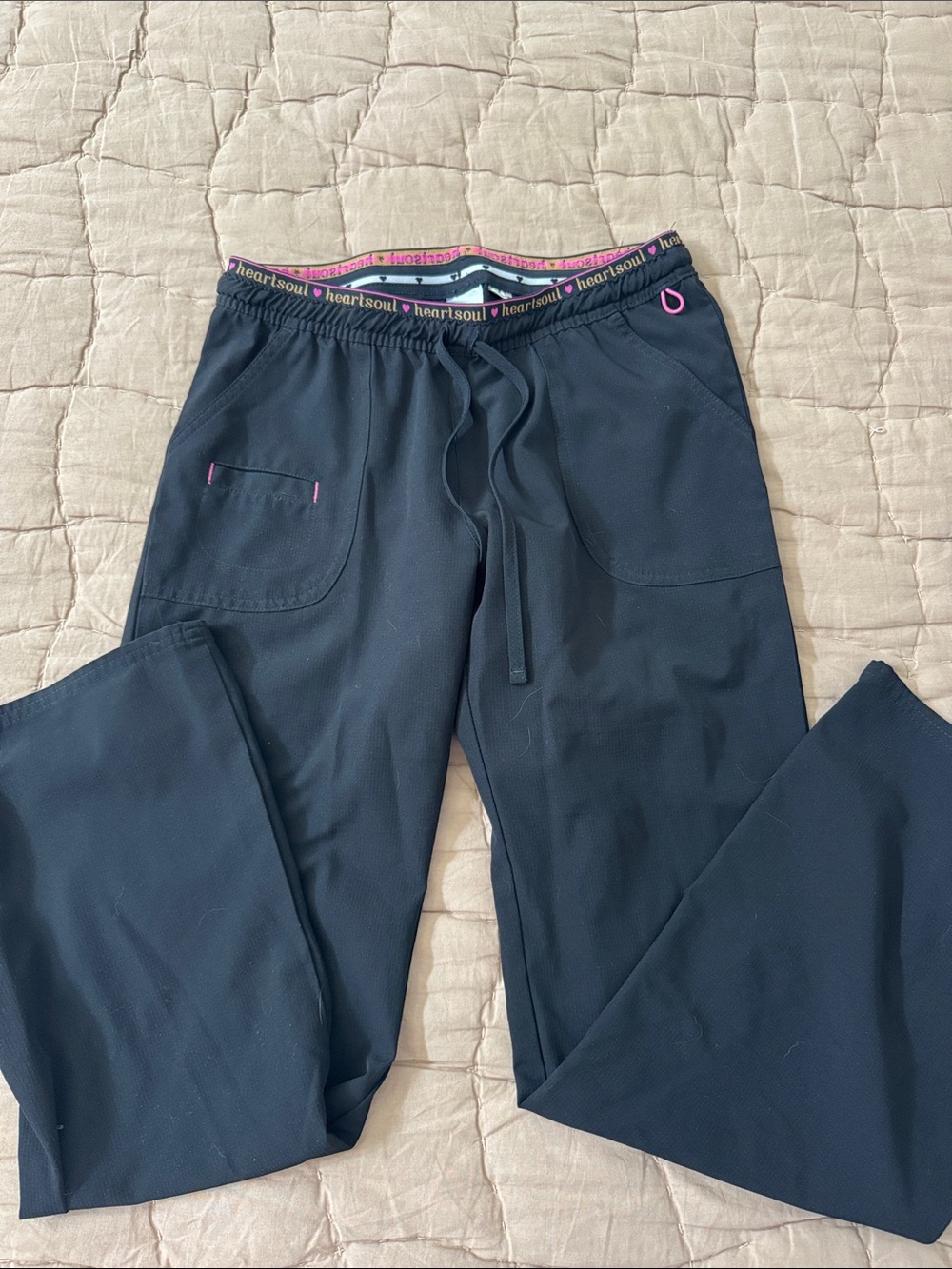 HeartSoul Navy Scrub Pants with Pink Trim